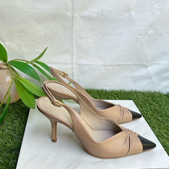 DELILAH
MID HEEL LEATHER
SLING BACK COURT
SHOES Nude size 38 US 8 - Picture 7 of 12